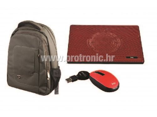 MS VELIKI NOTEBOOK PAKET crveni žičani miš + hladnjak + ruksak