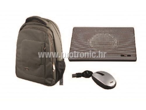 MS VELIKI NOTEBOOK PAKET srebrni žičani miš + hladnjak + ruksak