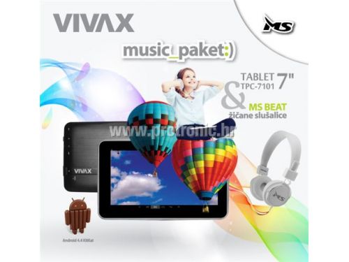 VIVAX tablet TPC-7101 black + MS slušalice BIJELE