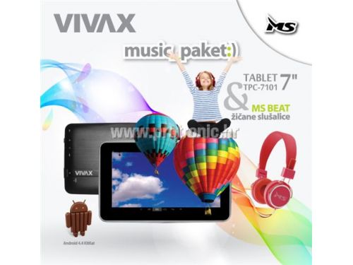 VIVAX tablet TPC-7101 black + MS slušalice CRVENE