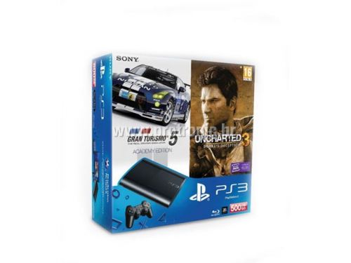 GAM SONY PS3 500 GB Ultra Slim+Uncharted 3 DD+GT5 Academy Ed.