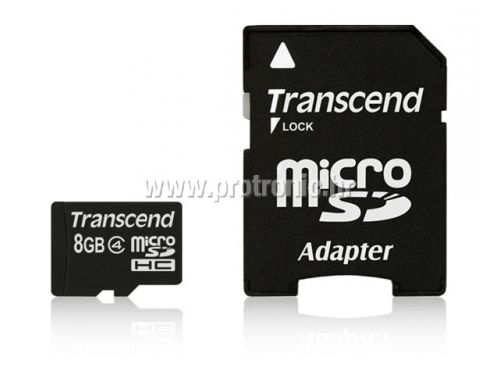 Memorijska kartica Transcend SD Micro 8GB HC Class 4 + SD adapter