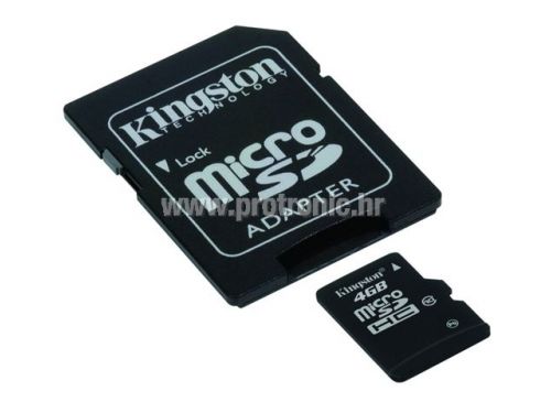 Memorijska kartica Kingston SD MICRO 4GB HC Class 10 + SD adapter