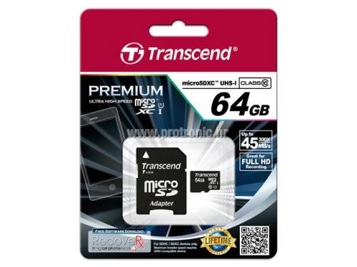 Memorijska kartica Transcend SD MICRO 64GB HC Class10 + SD adapter