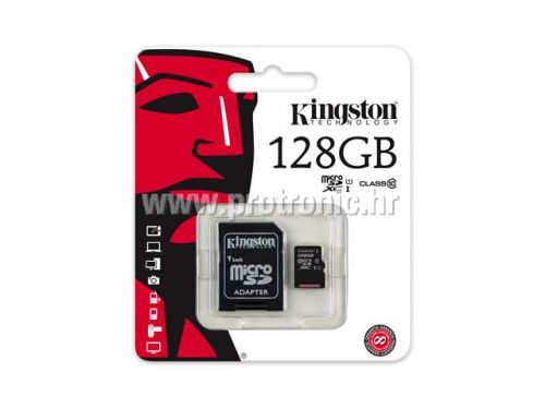 Memorijska kartica Kingston SD MICRO 128GB HC Class 10 + SD adapter