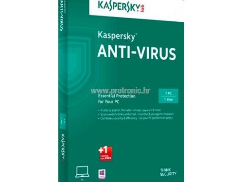 Kaspersky Anti-Virus 2016 1D+1 gratis retail