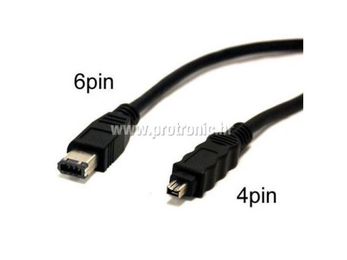 CC WIRETECH FIREWIRE kabel 4P -> 6P, 1,8m, Crni